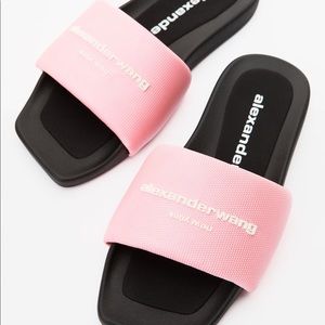NWOB Alexander Wang Bubblegum pink pool slides sandal in nylon size 5.5